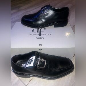 Damen Frost Black Leather Slip-On Loafers Size 8